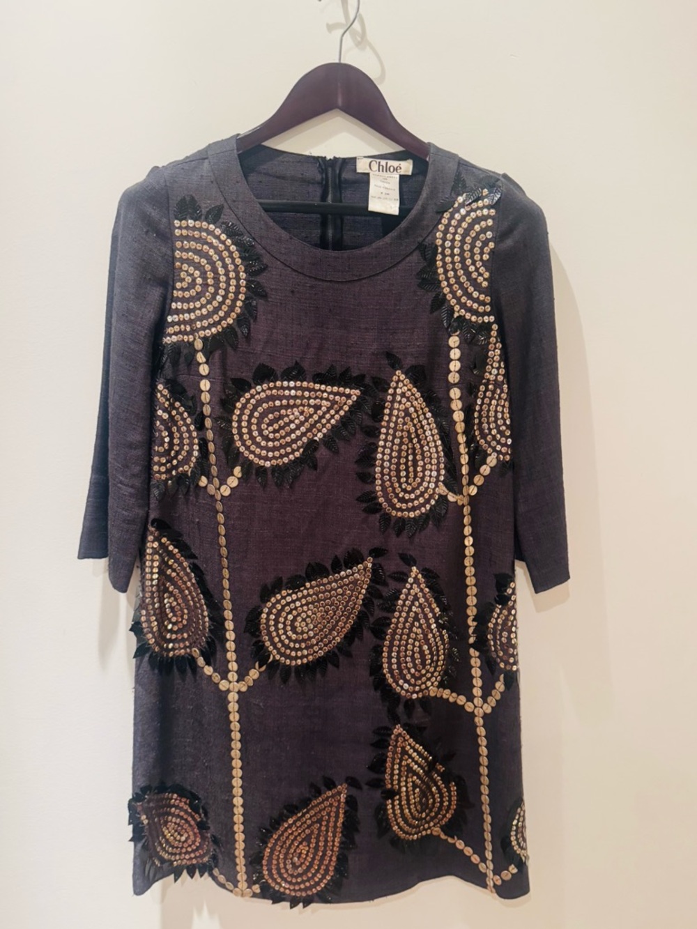 Chloe VINTAGE Spring 2006 gray dress. 100% silk. 
Size FR 36. Made in France.